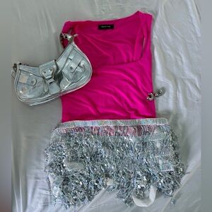 mini silver sequin skirt